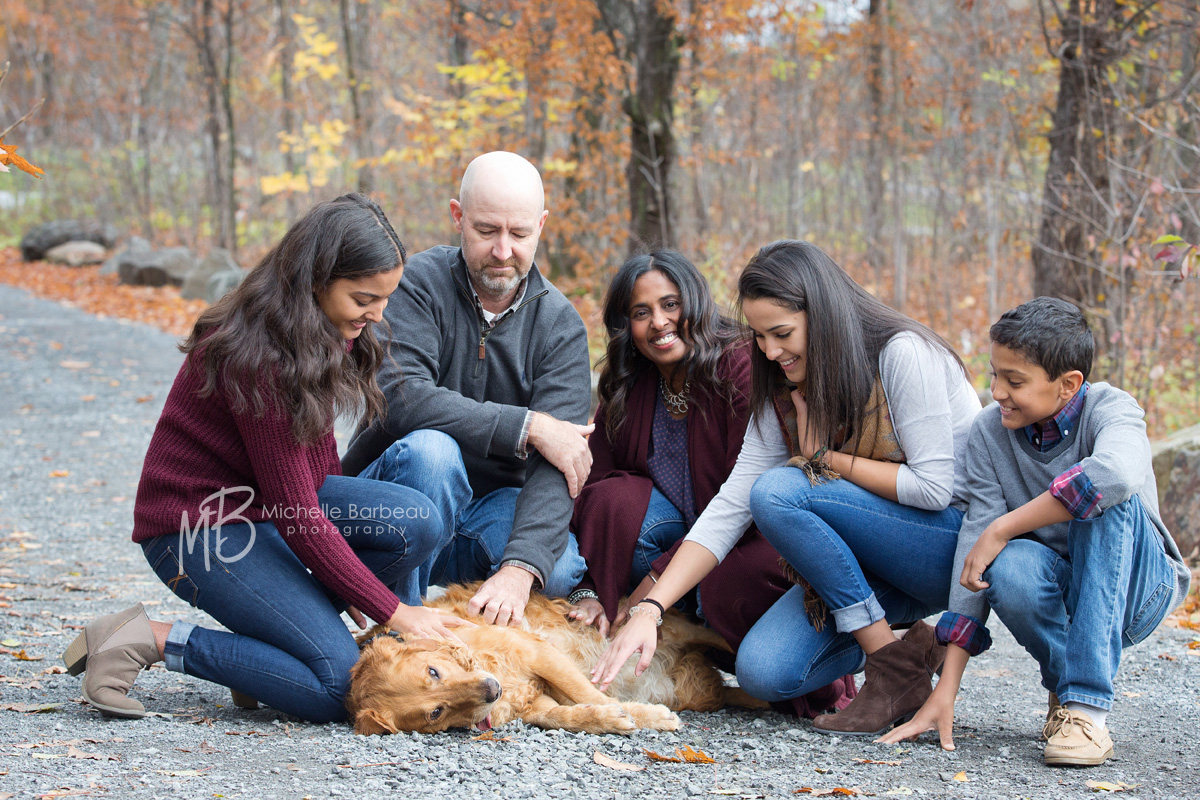 family photo with pet dog