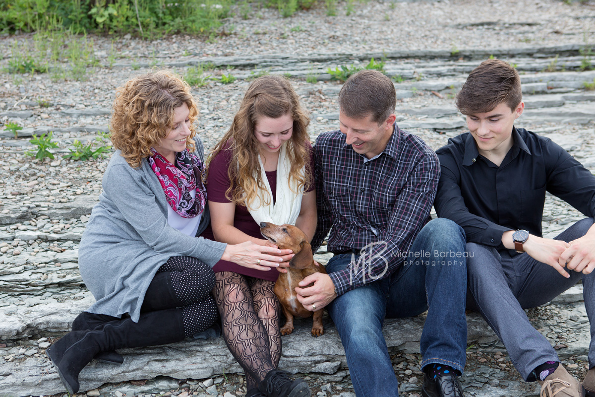 family with pet dog