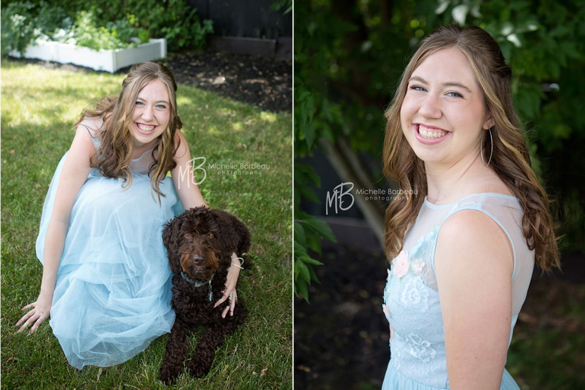 prom photos with pet dog