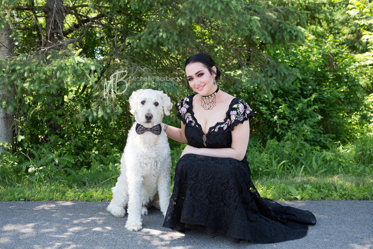 prom photos with pet dog