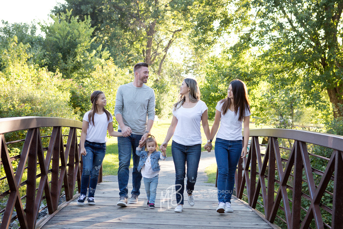 family of 5 walking