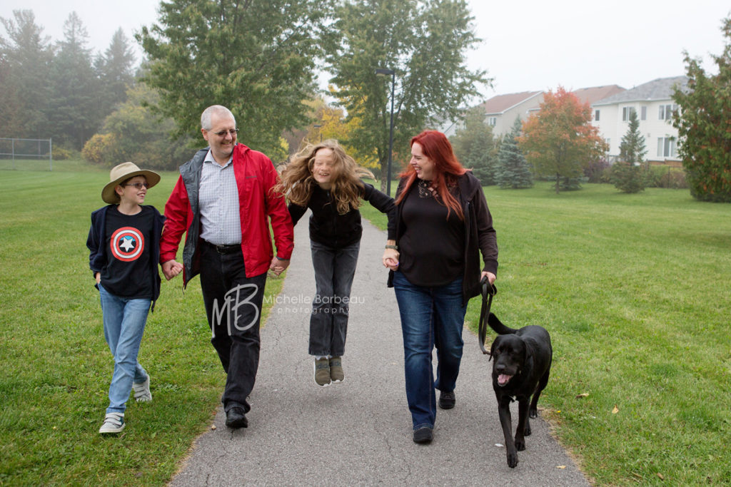 family with dog