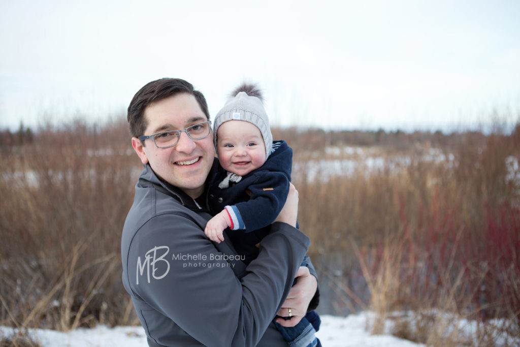 father with baby, Stittsville Winter Family photos