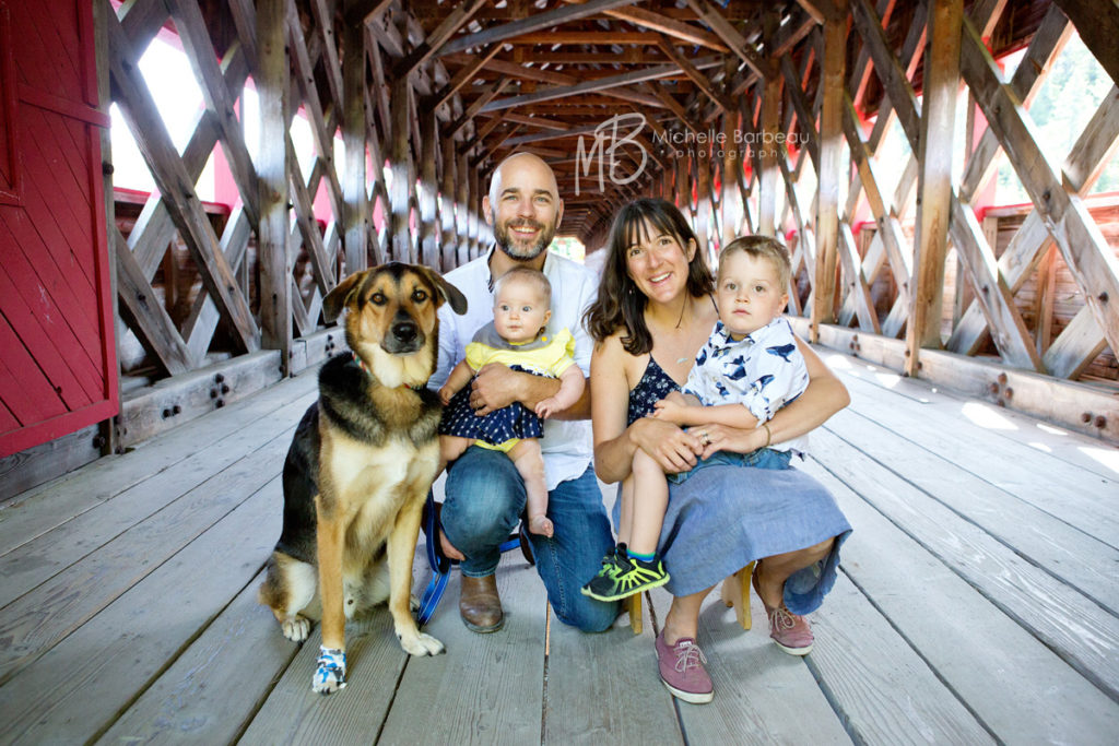 family of 4 with dog