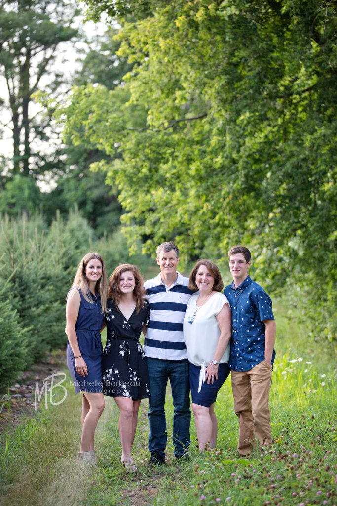 family of 5 at their tree farm