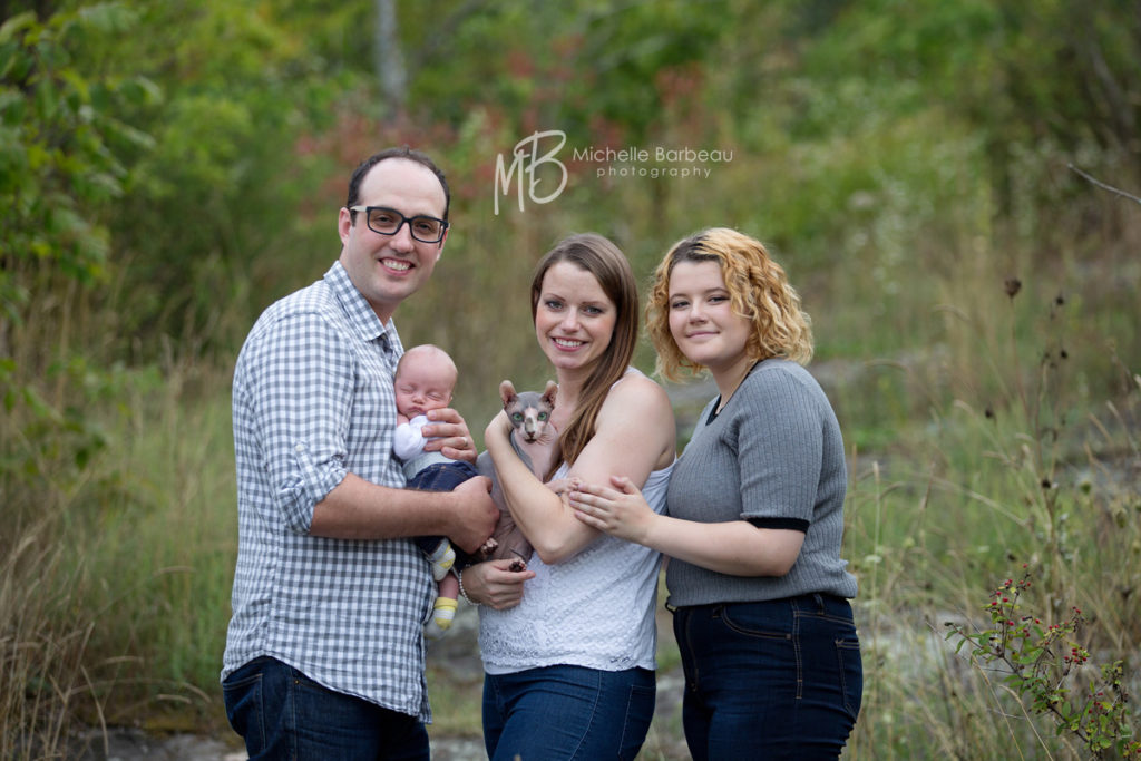 family of 4 with cat